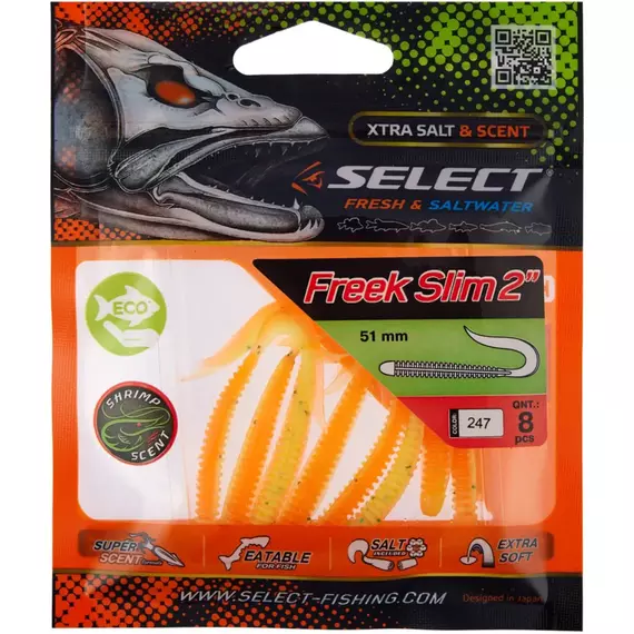 Силікон Select Freek Slim 2" #247 (8 шт / уп), Довжина силікону: 2" (5.08 см), Колір силікону: 247, фото , изображение 2