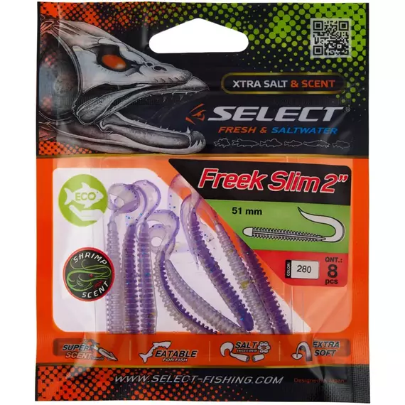 Силікон Select Freek Slim 2" #280 (8 шт / уп), Довжина силікону: 2" (5.08 см), Колір силікону: 280, фото , изображение 3