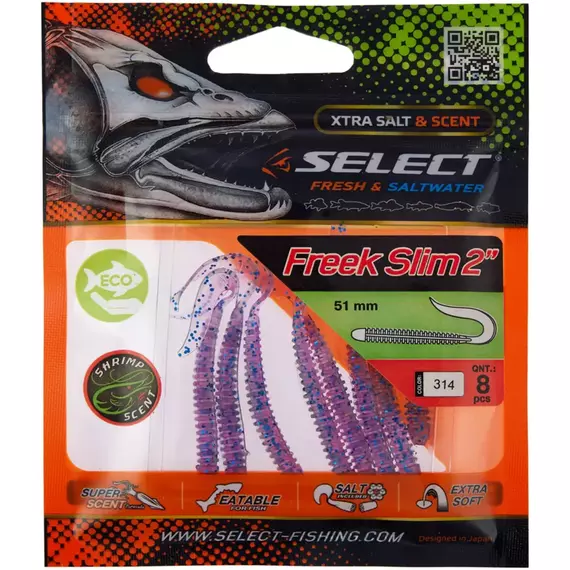 Силікон Select Freek Slim 2" #314 (8 шт / уп), Довжина силікону: 2" (5.08 см), Колір силікону: 314, фото , изображение 2