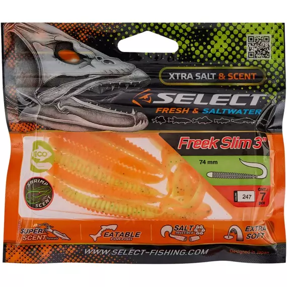 Силикон Select Freek Slim 3" #247 (7 шт/уп), Длина силикона: 3" (7.62 см), Расцветка силикона: 247, фото , изображение 2