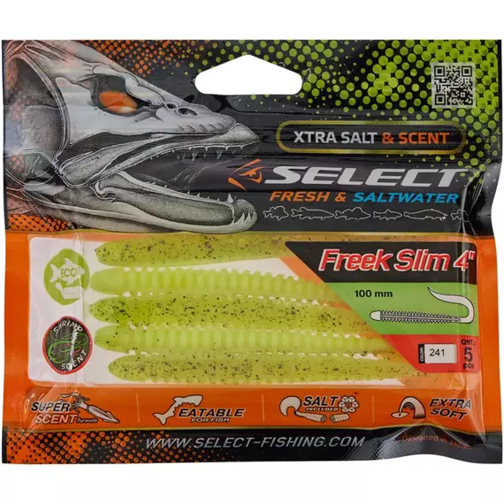 Силікон Select Freek Slim 4" #241 (5 шт / уп), Довжина силікону: 4.0" (10.16 см), Колір силікону: 241, фото , изображение 2