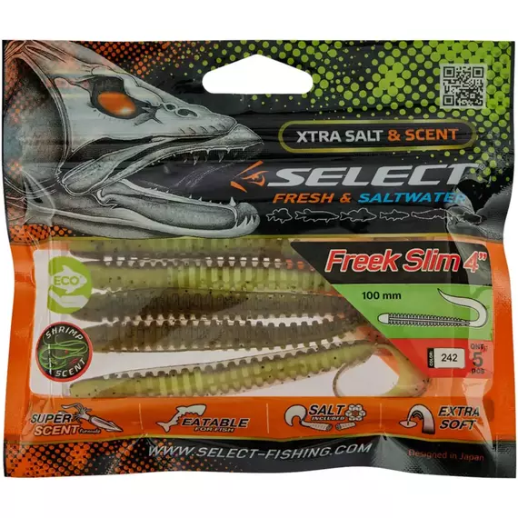 Силикон Select Freek Slim 4" #242 (5 шт/уп), Длина силикона: 4.0" (10.16 см), Расцветка силикона: 242, фото , изображение 2