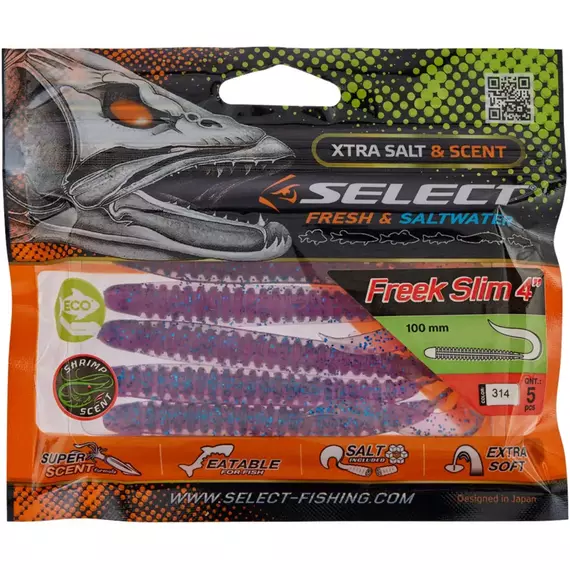 Силікон Select Freek Slim 4" #314 (5 шт / уп), Довжина силікону: 4.0" (10.16 см), Колір силікону: 314, фото , изображение 3