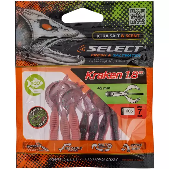 Силікон Select Kraken 1.8" #205 (7 шт / уп), Довжина силікону: 1.8" (4.57 см), Колір силікону: 205, фото , изображение 3