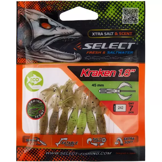 Силикон Select Kraken 1.8" #242 (7 шт/уп), Длина силикона: 1.8" (4.57 см), Расцветка силикона: 242, фото , изображение 2