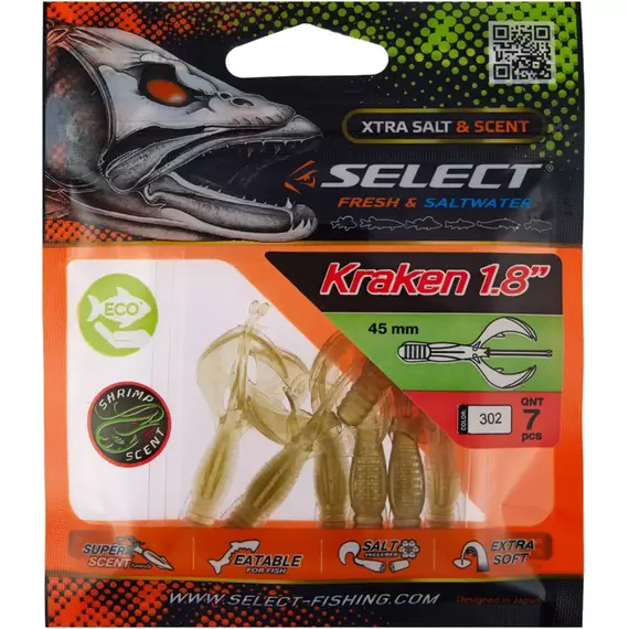 Силікон Select Kraken 1.8" #302 (7 шт / уп), Довжина силікону: 1.8" (4.57 см), Колір силікону: 302, фото , изображение 2