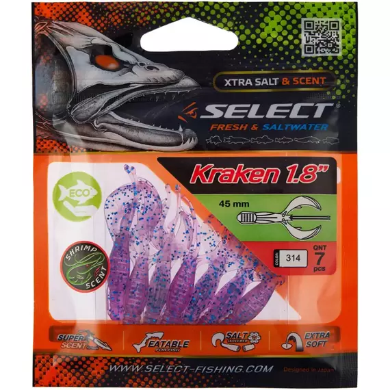 Силікон Select Kraken 1.8" #314 (7 шт / уп), Длина силикона: 1.8" (4.57 см), Расцветка силикона: 314, фото , изображение 2