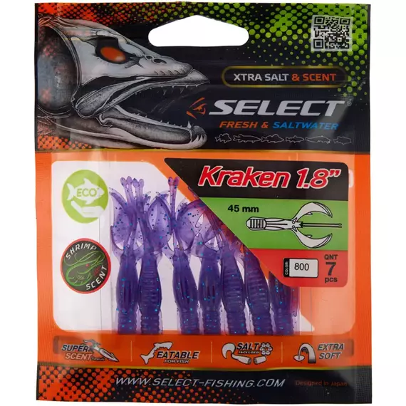 Силікон Select Kraken 1.8" #800 (7 шт / уп), Довжина силікону: 1.8" (4.57 см), Колір силікону: 800, фото , изображение 2