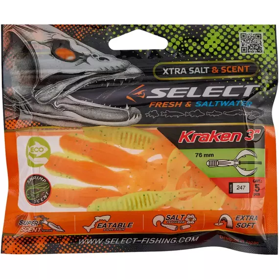 Силікон Select Kraken 3" #247 (5 шт / уп), Довжина силікону: 3" (7.62 см), Колір силікону: 247, фото , изображение 2