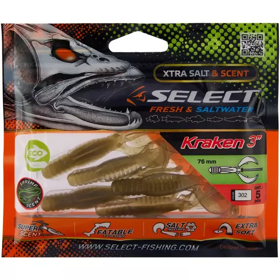 Силикон Select Kraken 3" #302 (5 шт/уп), Длина силикона: 3" (7.62 см), Расцветка силикона: 302, фото , изображение 2