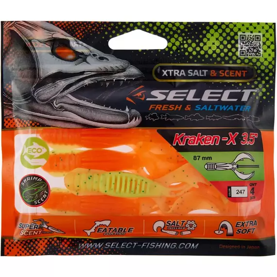 Силікон Select Kraken-X 3.5" #247 (4 шт / уп), Довжина силікону: 3.5" (8.89 см), Колір силікону: 247, фото , изображение 3