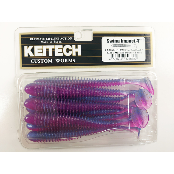 Силікон Keitech Swing Impact 4" (8 шт/уп), колір:473 morning dawn, Довжина силікону: 4" (10.2 см), Колір силікону: 473 Morning Dawn, фото , изображение 8