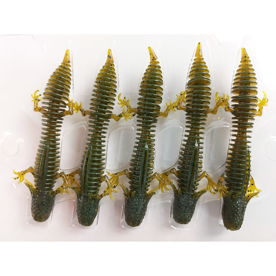 Силікон Savage Gear Ned Salamander 75mm 3.0g Floating Green Pumpkin (5 шт/уп), фото , изображение 5