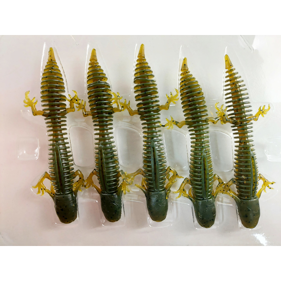 Силікон Savage Gear Ned Salamander 75mm 3.0g Floating Green Pumpkin (5 шт/уп), фото , изображение 6