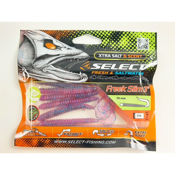 Силікон Select Freek Slim 3" #314 (7 шт / уп), Довжина силікону: 3" (7.62 см), Колір силікону: 314, фото , изображение 11