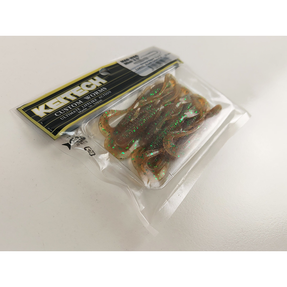 Силикон Keitech Mad Wag Mini 3.5" (10 шт/упак), цвет: ea#02 peach green flk., Длина силикона: 3.5" (8.9 см), Расцветка силикона: EA#02 Peach Green FLK, фото , изображение 10