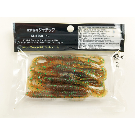 Силикон Keitech Mad Wag Mini 3.5" (10 шт/упак), цвет: ea#02 peach green flk., Длина силикона: 3.5" (8.9 см), Расцветка силикона: EA#02 Peach Green FLK, фото , изображение 12