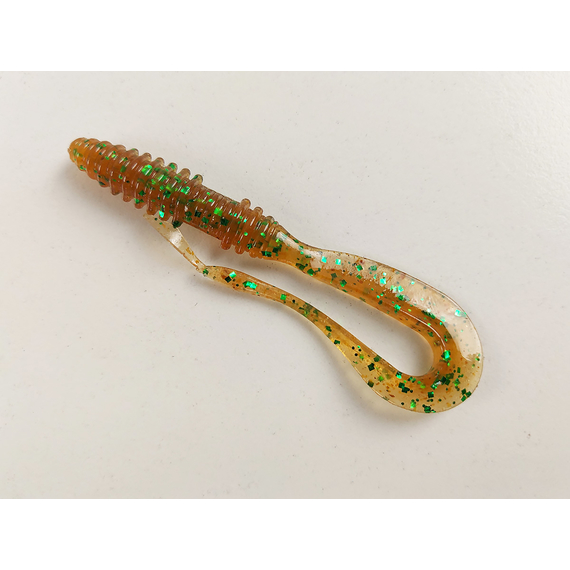 Силикон Keitech Mad Wag Mini 3.5" (10 шт/упак), цвет: ea#02 peach green flk., Длина силикона: 3.5" (8.9 см), Расцветка силикона: EA#02 Peach Green FLK, фото , изображение 3