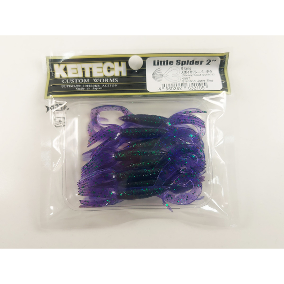 Силикон Keitech Little Spider 2" (8 шт/уп) ц:408 electric june bug, Длина силикона: 2" (5.1 см), Расцветка силикона: 408 Electric June Bug, фото , изображение 8