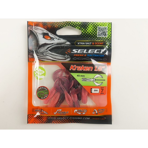 Силікон Select Kraken 1.8" #205 (7 шт / уп), Довжина силікону: 1.8" (4.57 см), Колір силікону: 205, фото , изображение 10