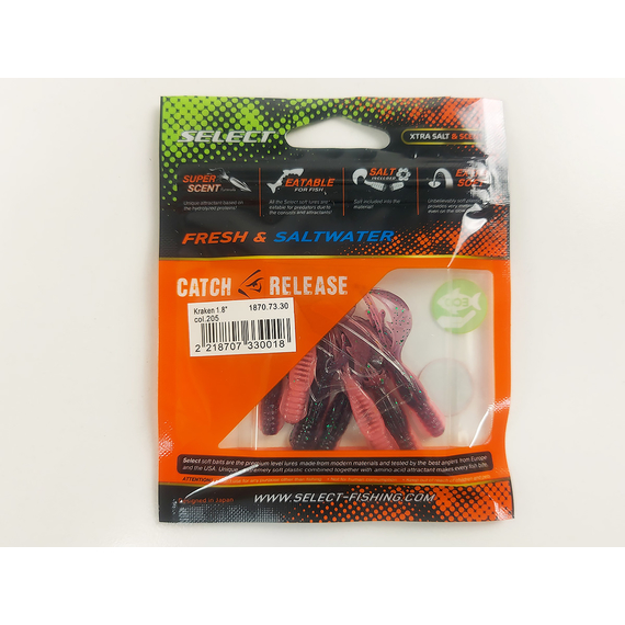 Силікон Select Kraken 1.8" #205 (7 шт / уп), Довжина силікону: 1.8" (4.57 см), Колір силікону: 205, фото , изображение 11