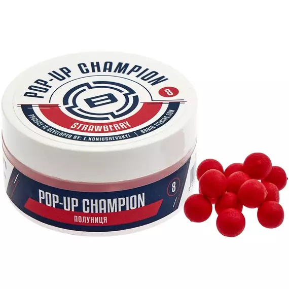 Бойли Brain Champion Pop-Up Strawberry (полуниця) 08mm 34g, фото 