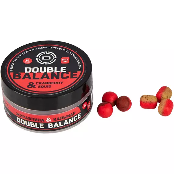 Бойли Brain Double Balance Cranberry & Squid (клюква + кальмар) 10+08х12mm, фото 