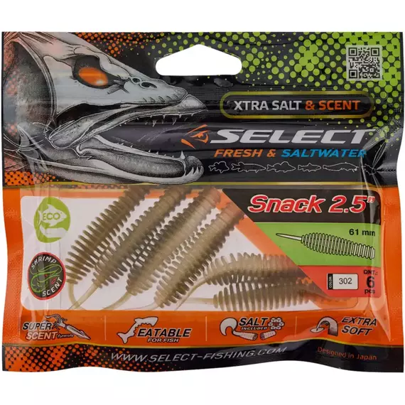 Силикон Select Snack 2.5" #302 (6 шт/уп), Длина силикона: 2.5" (6.1 см), Расцветка силикона: 302, фото , изображение 2