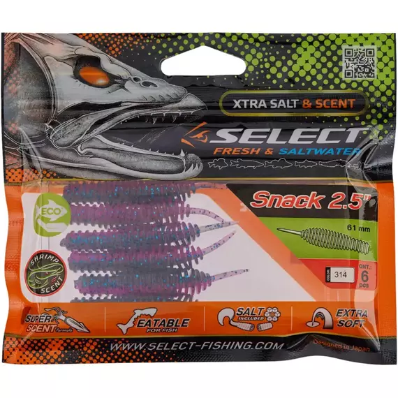 Силикон Select Snack 2.5" #314 (6 шт/уп), Длина силикона: 2.5" (6.1 см), Расцветка силикона: 314, фото , изображение 2