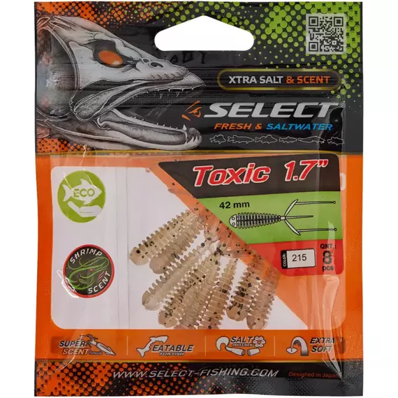 Силикон Select Toxic 1.7" #215 (8 шт/уп), Длина силикона: 1.7" (4.2 см), Расцветка силикона: 215, фото , изображение 2