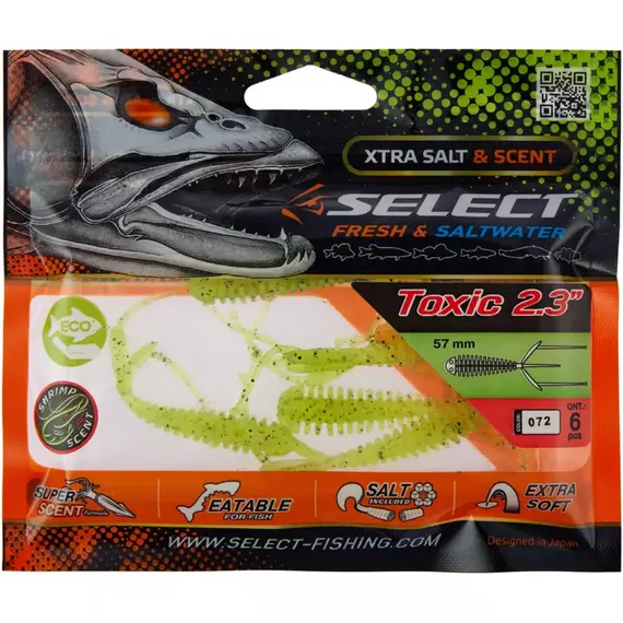 Силікон Select Toxic 2.3" #072 (6 шт / уп), Довжина силікону: 2.3" (5.8 см), Колір силікону: 072, фото , изображение 2