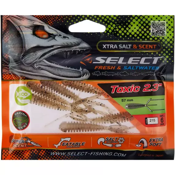 Силікон Select Toxic 2.3" #215 (6 шт / уп), Довжина силікону: 2.3" (5.8 см), Колір силікону: 215, фото , изображение 2