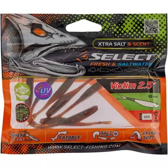 Силікон Select Victim V-Tail 2.5" #085 (7 шт / уп), Довжина силікону: 2.5" (6.1 см), Колір силікону: 085, фото , изображение 2
