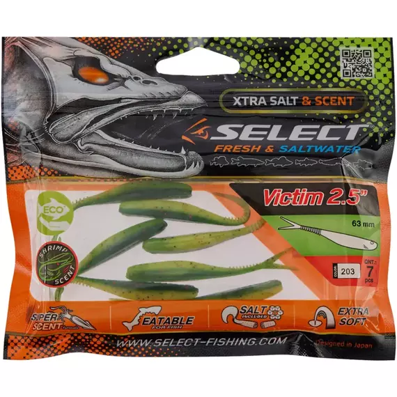 Силікон Select Victim V-Tail 2.5" #203 (7 шт / уп), Довжина силікону: 2.5" (6.1 см), Колір силікону: 203, фото , изображение 2