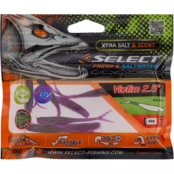 Силікон Select Victim V-Tail 2.5" #888 (7 шт / уп), Довжина силікону: 2.5" (6.1 см), Колір силікону: 888, фото , изображение 2