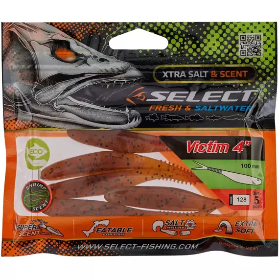 Силікон Select Victim V-Tail 4" #128 (5 шт / уп), Довжина силікону: 4.0" (10.16 см), Колір силікону: 128, фото , изображение 2