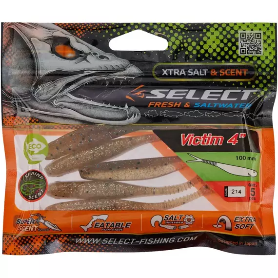 Силікон Select Victim V-Tail 4" #214 (5 шт / уп), Длина силикона: 4.0" (10.16 см), Расцветка силикона: 214, фото , изображение 2