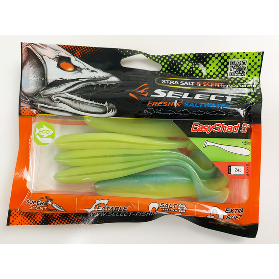 Силікон Select Easy Shad 5" #245 — їстівний віброхвіст для судака та щуки (5 шт/упак), Довжина силікону: 5" (12.7 см), Колір силікону: 245, фото , изображение 12