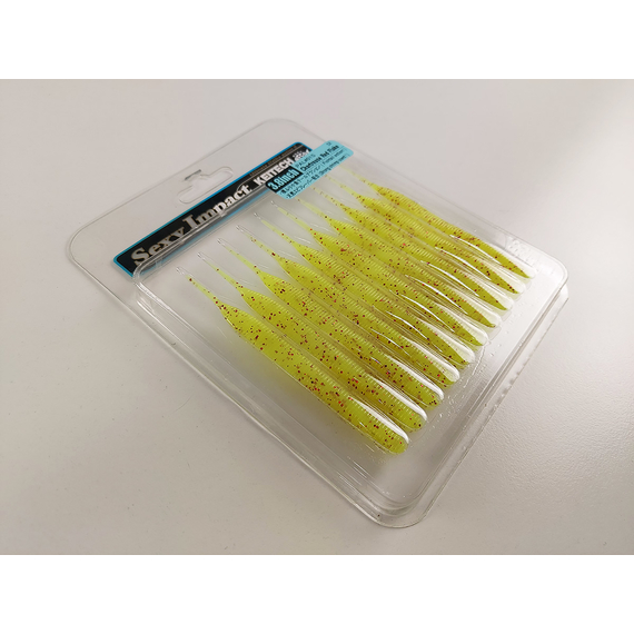 Силикон Keitech Sexy Impact 3.8" (10 шт/упак) ц:pal#01 chartreuseredflake, Длина силикона: 3.8" (9.7 см), Расцветка силикона: PAL#01 Chartreuse Red Flake, фото , изображение 9
