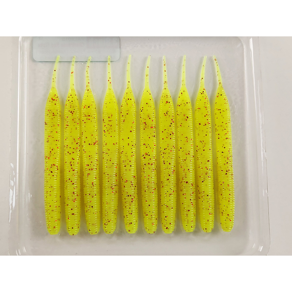 Силикон Keitech Sexy Impact 3.8" (10 шт/упак) ц:pal#01 chartreuseredflake, Длина силикона: 3.8" (9.7 см), Расцветка силикона: PAL#01 Chartreuse Red Flake, фото , изображение 8