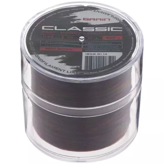 Леска Brain Classic Carp Line 600m 0,28mm 7,9kg 18lb Dark brown, Диаметр: 0.28, Размотка: 600, Выберите цвет: Dark brown, фото , изображение 2