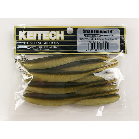Силикон Keitech Shad Impact 4" (8 шт/упак) ц:400 ayu, Длина силикона: 4" (10.2 см), Расцветка силикона: 400 Ayu, фото , изображение 8