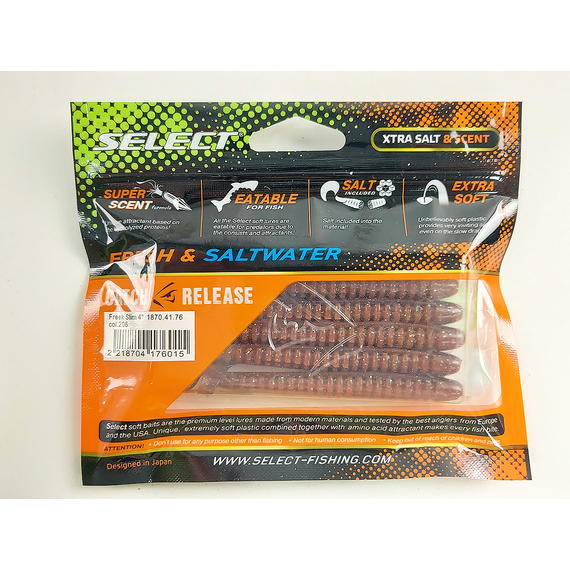 Силикон Select Freek Slim 4" col.206 (5 шт/пак), Длина силикона: 4.0" (10.16 см), Расцветка силикона: 206, фото , изображение 11