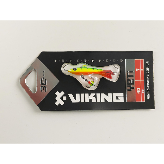 Балансир Viking Fishing Yeti Ice Jig 40mm 7.0g #04 Fire Perch, Розмір/Вага: 40мм/7г, Колір балансиру: #4 Fire Perch, фото , изображение 3