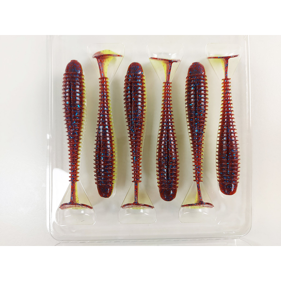 Силикон Keitech Swing Impact FAT 3.8" (6 шт/уп), цвет: ea#15 grape chart red flk, Длина силикона: 3.8" (9.7 см), Расцветка силикона: ea#15 grape chart red flk, фото , изображение 9