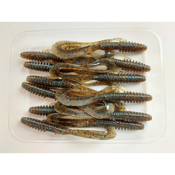 Силікон Keitech Mad Wag Mini 2.5" (12 шт/упак), колір:207 green pumpkin pp. flk, Довжина силікону: 2.5" (6.3 см), Колір силікону: 207 Green Pumpkin PP. Blue FLK, фото , изображение 9