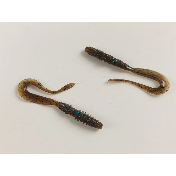 Силікон Keitech Mad Wag Mini 2.5" (12 шт/упак), колір:207 green pumpkin pp. flk, Довжина силікону: 2.5" (6.3 см), Колір силікону: 207 Green Pumpkin PP. Blue FLK, фото , изображение 6