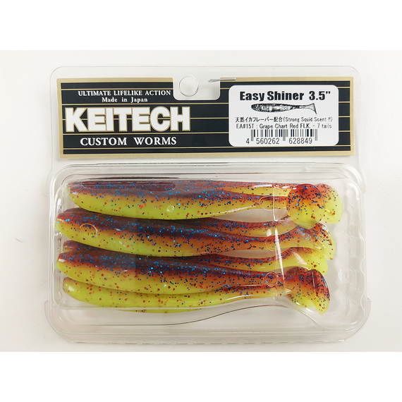 Силікон Keitech Easy Shiner 3.5" (7 шт/уп), колір:ea#15 grape chart red flk, Довжина силікону: 3.5" (8.9 см), Колір силікону: ea#15 grape chart red flk, фото , изображение 10