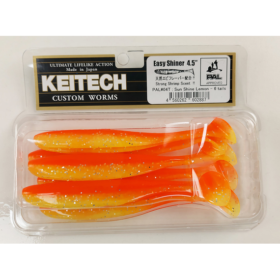 Силікон Keitech Easy Shiner 4.5" (6 шт/упак), колір:pal#04 sun shine lemon, Довжина силікону: 4.5" (11.4 см), Колір силікону: PAL#04 Sun Shine Lemon, фото , изображение 11