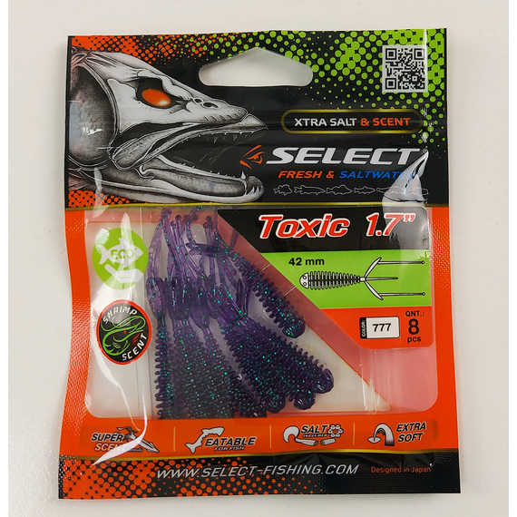 Силікон Select Toxic 1.7" col.777 (8 шт/упак), Довжина силікону: 1.7" (4.2 см), Колір силікону: 777, фото , изображение 9